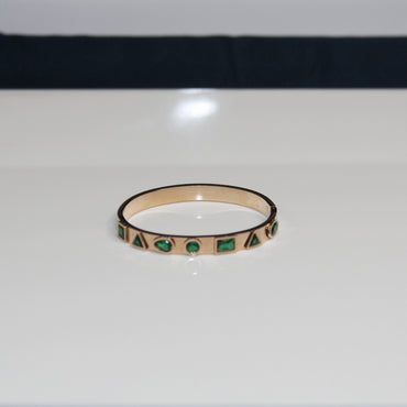 Stainless Steel Rose Gold green Zircon crystal bracelet