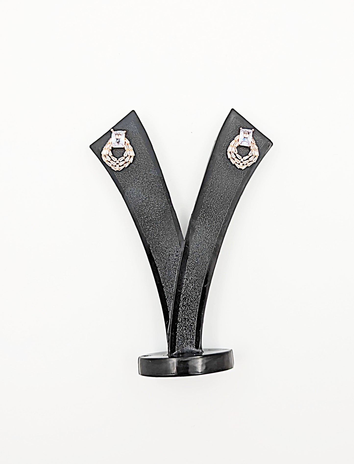 Rose Gold Earring Gemstone Glossy hoop shiny stone earring