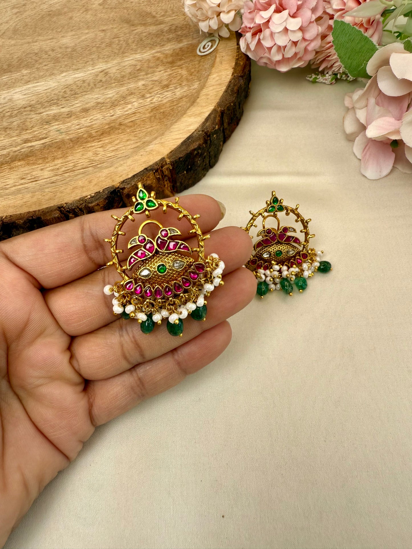 Jadau Peacock Design Studs