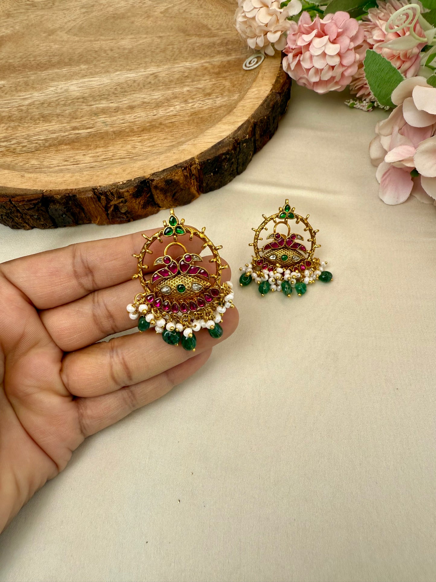 Jadau Peacock Design Studs