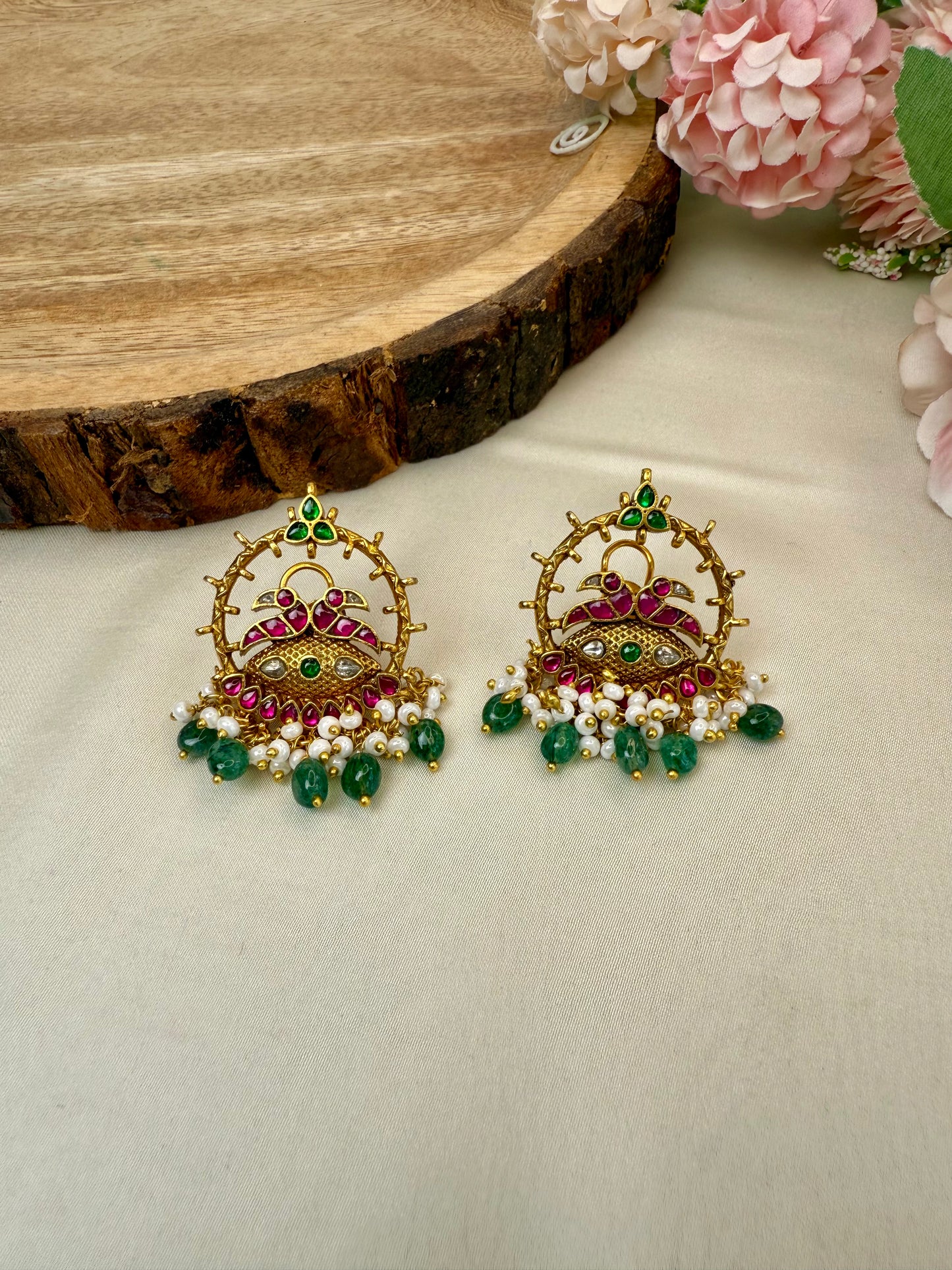 Jadau Peacock Design Studs