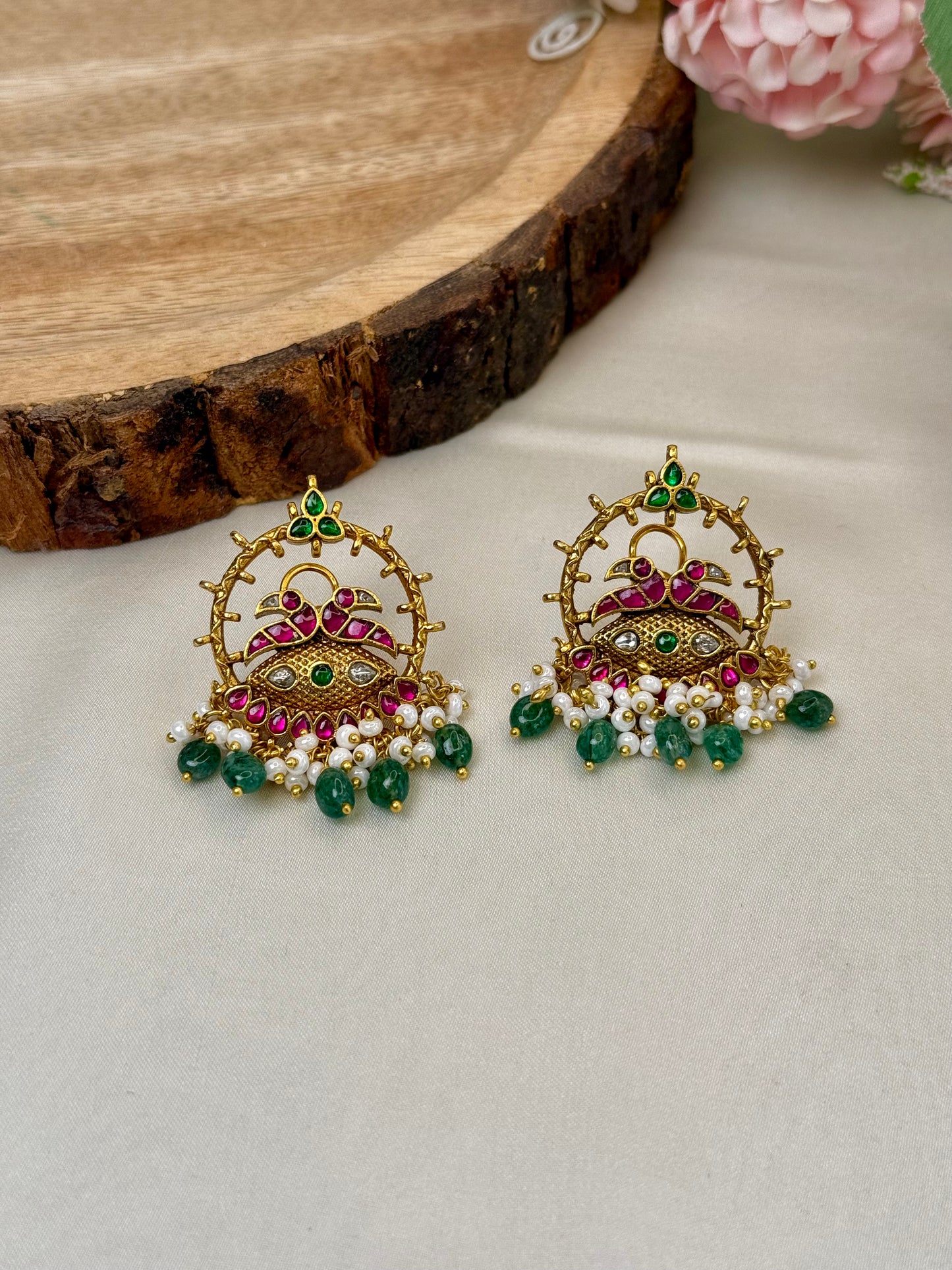 Jadau Peacock Design Studs
