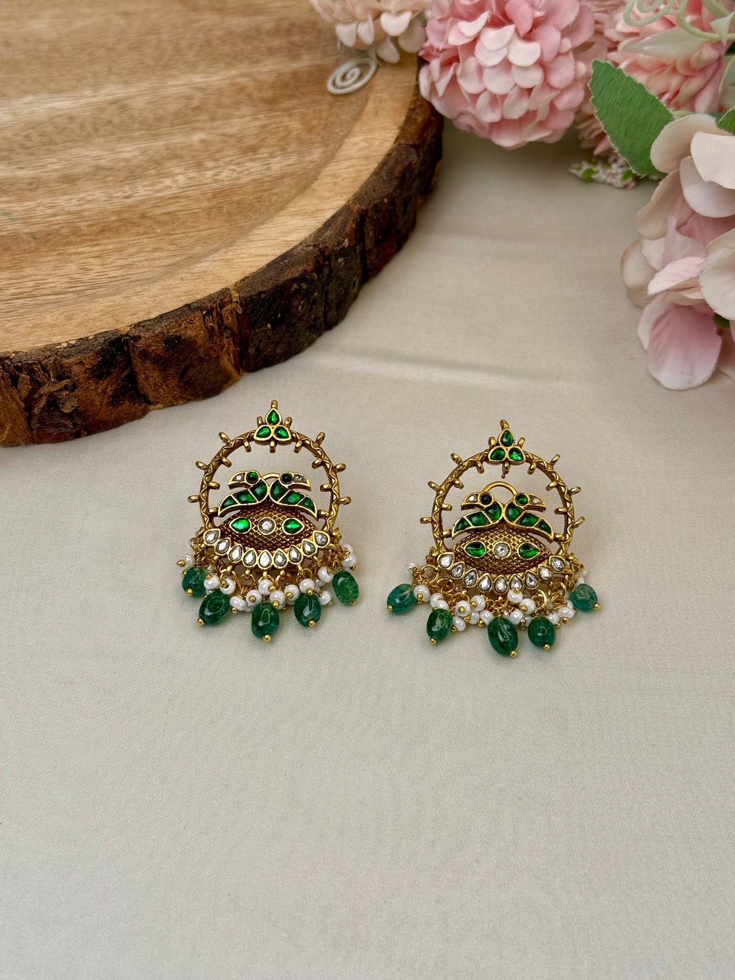 Jadau Peacock Design Studs