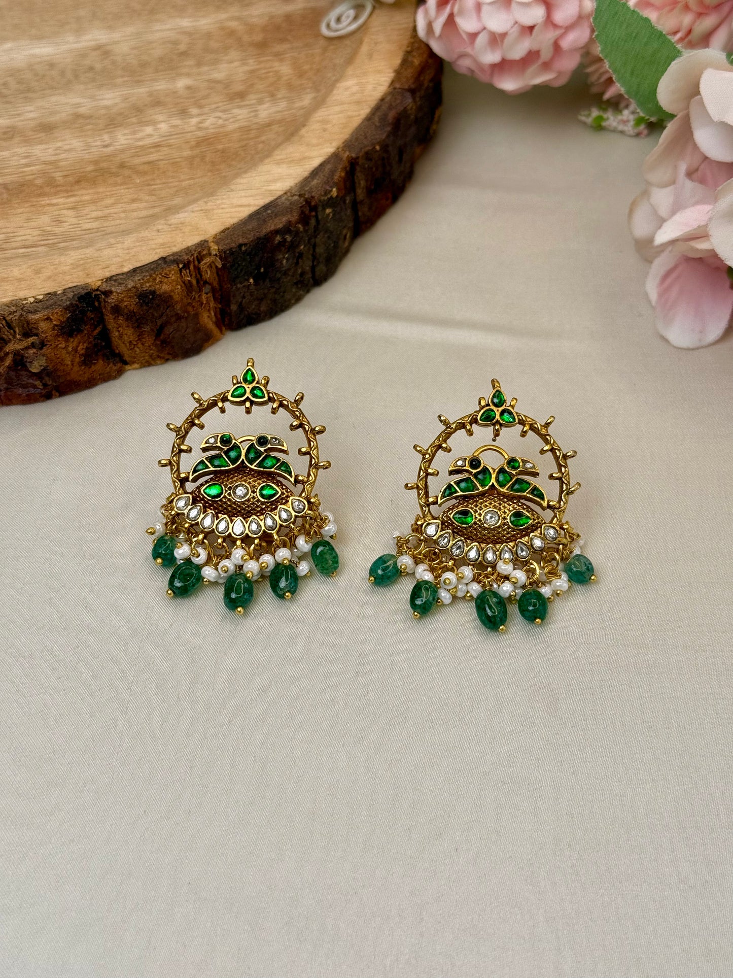 Jadau Peacock Design Studs