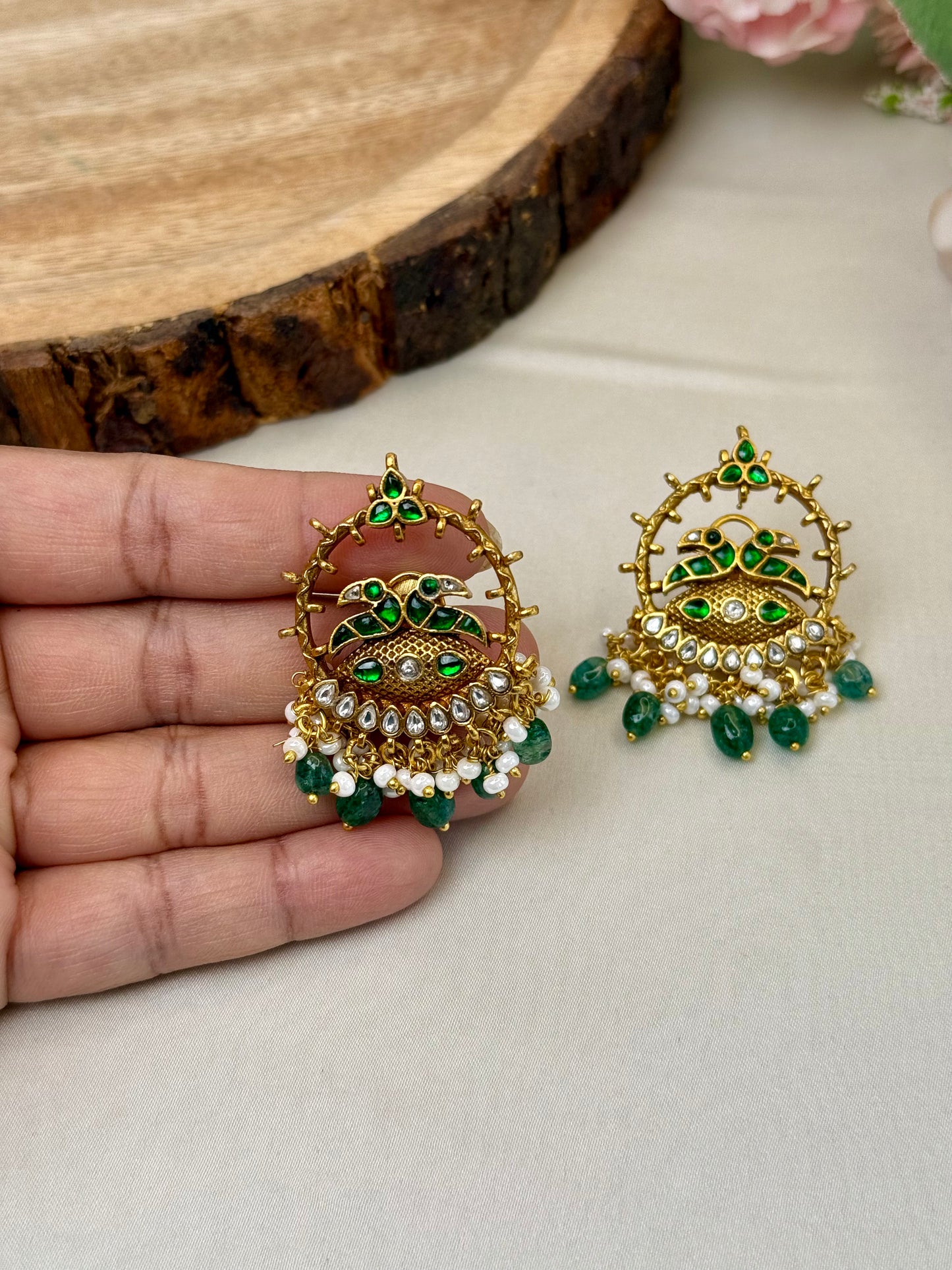 Jadau Peacock Design Studs