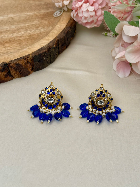 Blue Jadau Studs Earrings