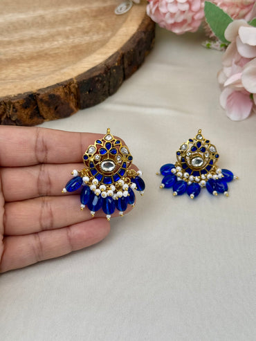 Blue Jadau Studs Earrings
