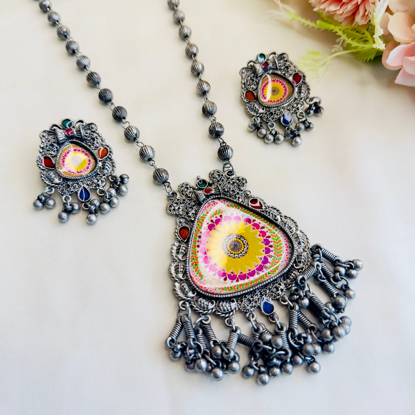 Digital Printed Oxidized Necklace Set