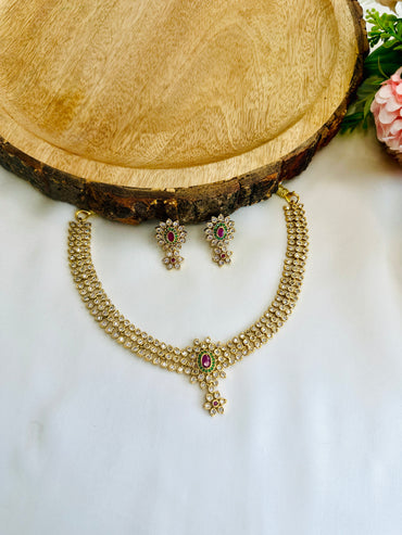 AD Stones Temple Finish Necklace Set