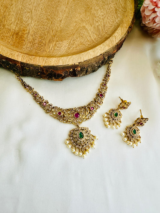 Intricate Design Temple Finish Necklace Set