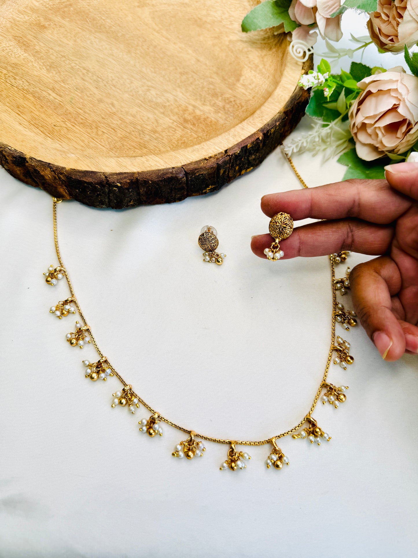 Pearl Chain Necklace Set