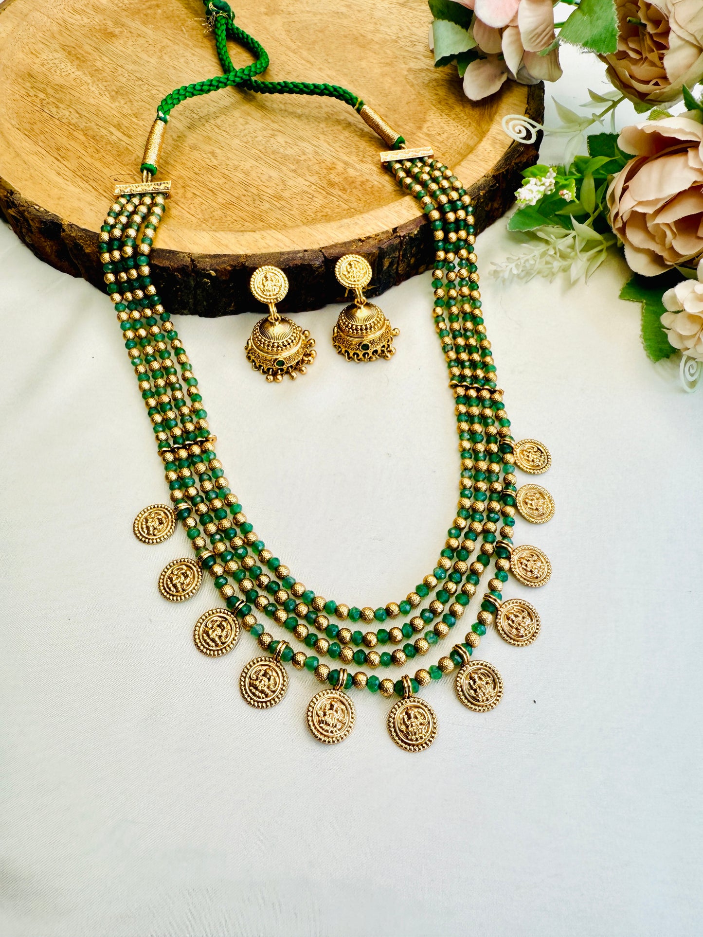 Four Layer Lakshi jo Coin Necklace Set