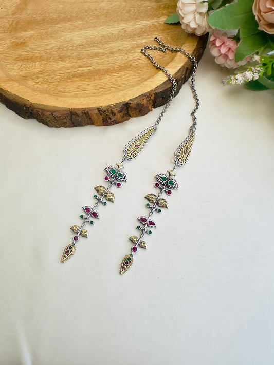 Multicolor Sleek Earrings with Ear chain