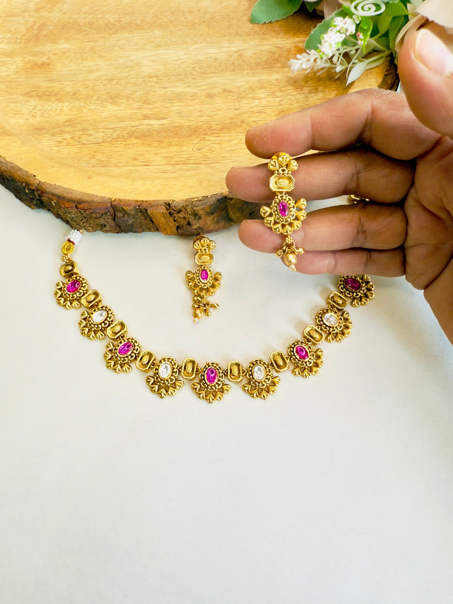 Sleek Rajwadi Sorowski Necklace Set
