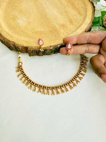 Sleek Kundan Ghungroo Necklace Set