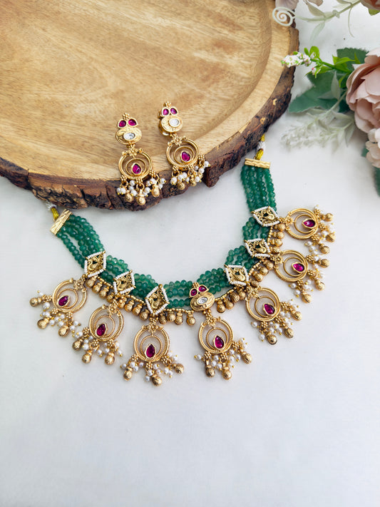 Seven Pendant Rajwwadi Necklace Set