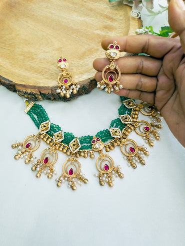 Seven Pendant Rajwwadi Necklace Set