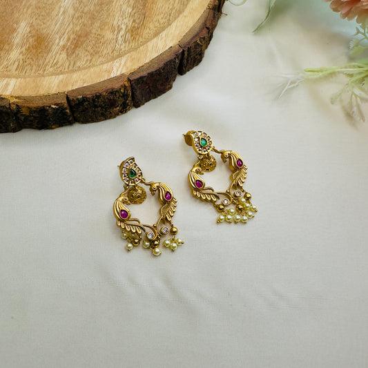 Beautiful Peacock carving earrings