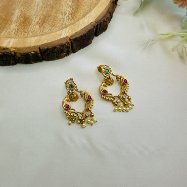 Beautiful Peacock carving earrings