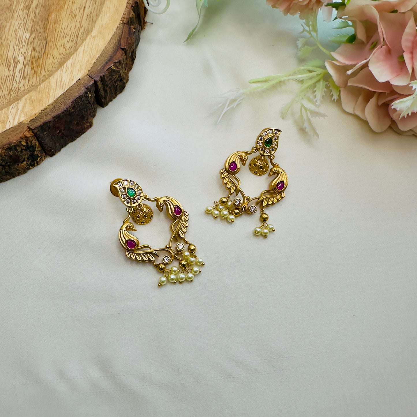 Beautiful Peacock carving earrings