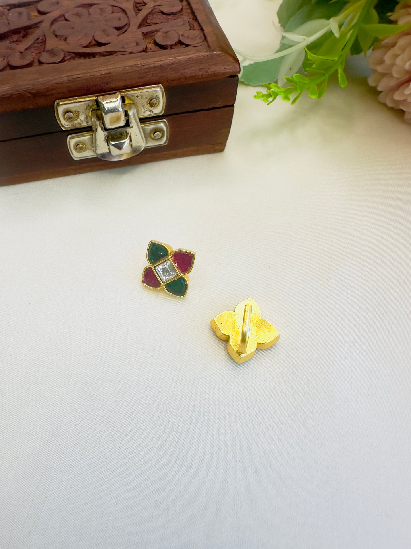 Four Petals Jadau Bugadi Earrings