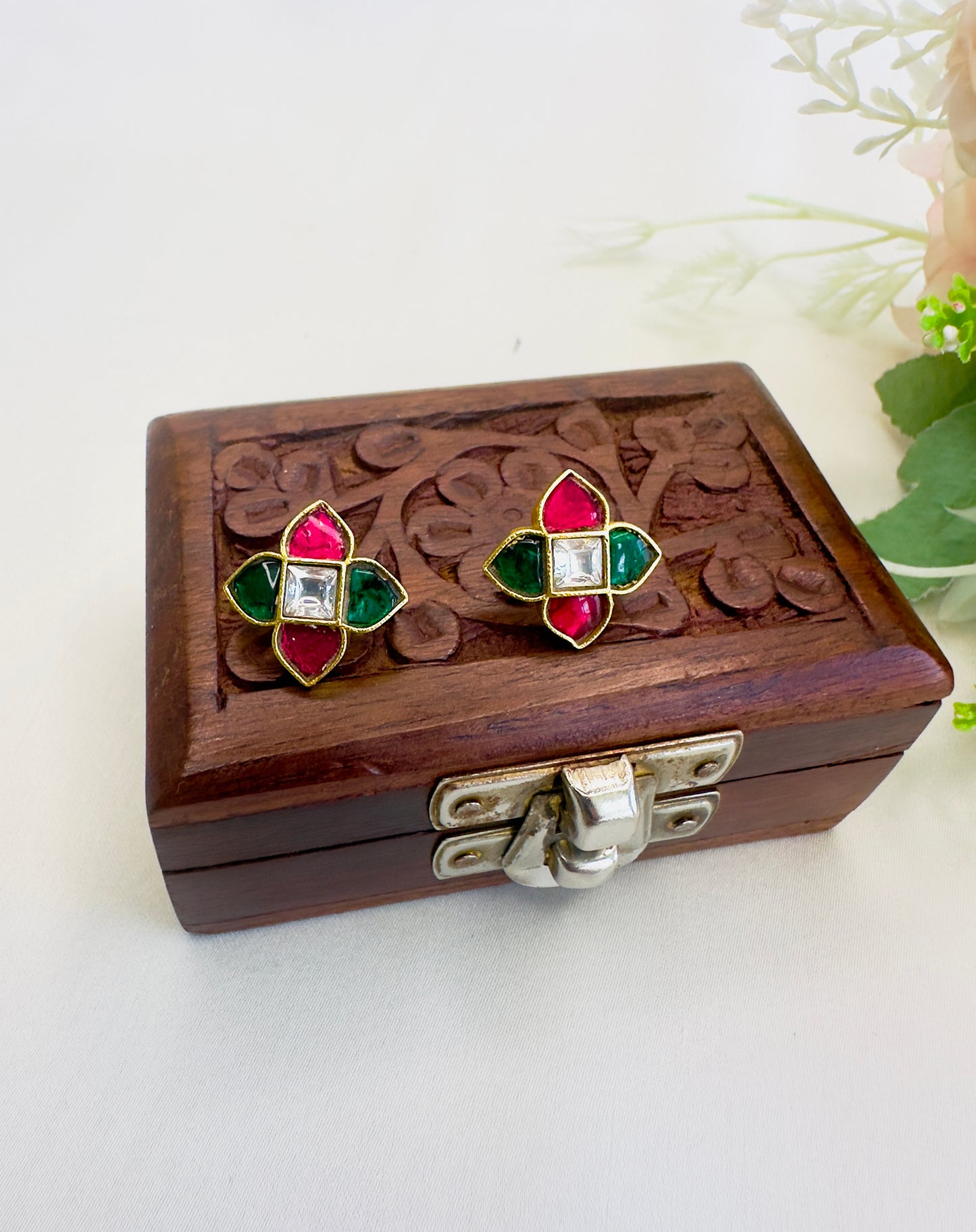 Four Petals Jadau Bugadi Earrings