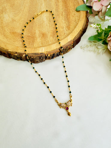 Green Beads Elephant Motif Necklace