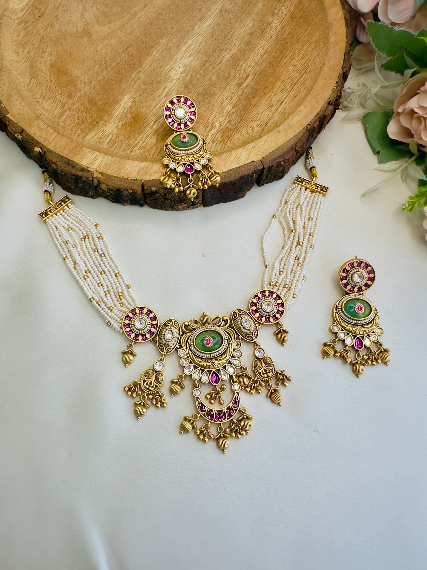 Beautiful Flower Design Necklace Set