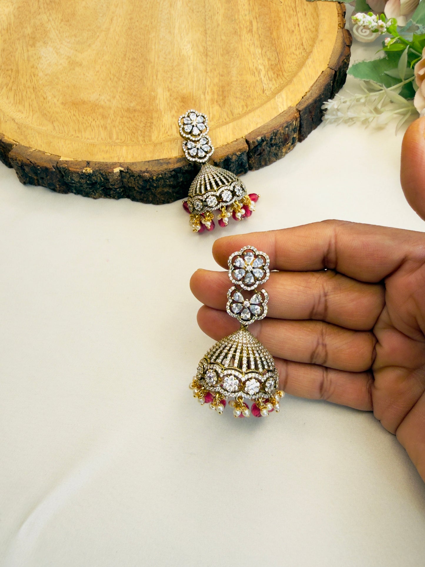 Victorian polish AD Ruby Jhumka