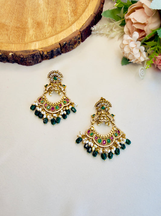 Multicolor Victorian Polish Chandbali Earrings