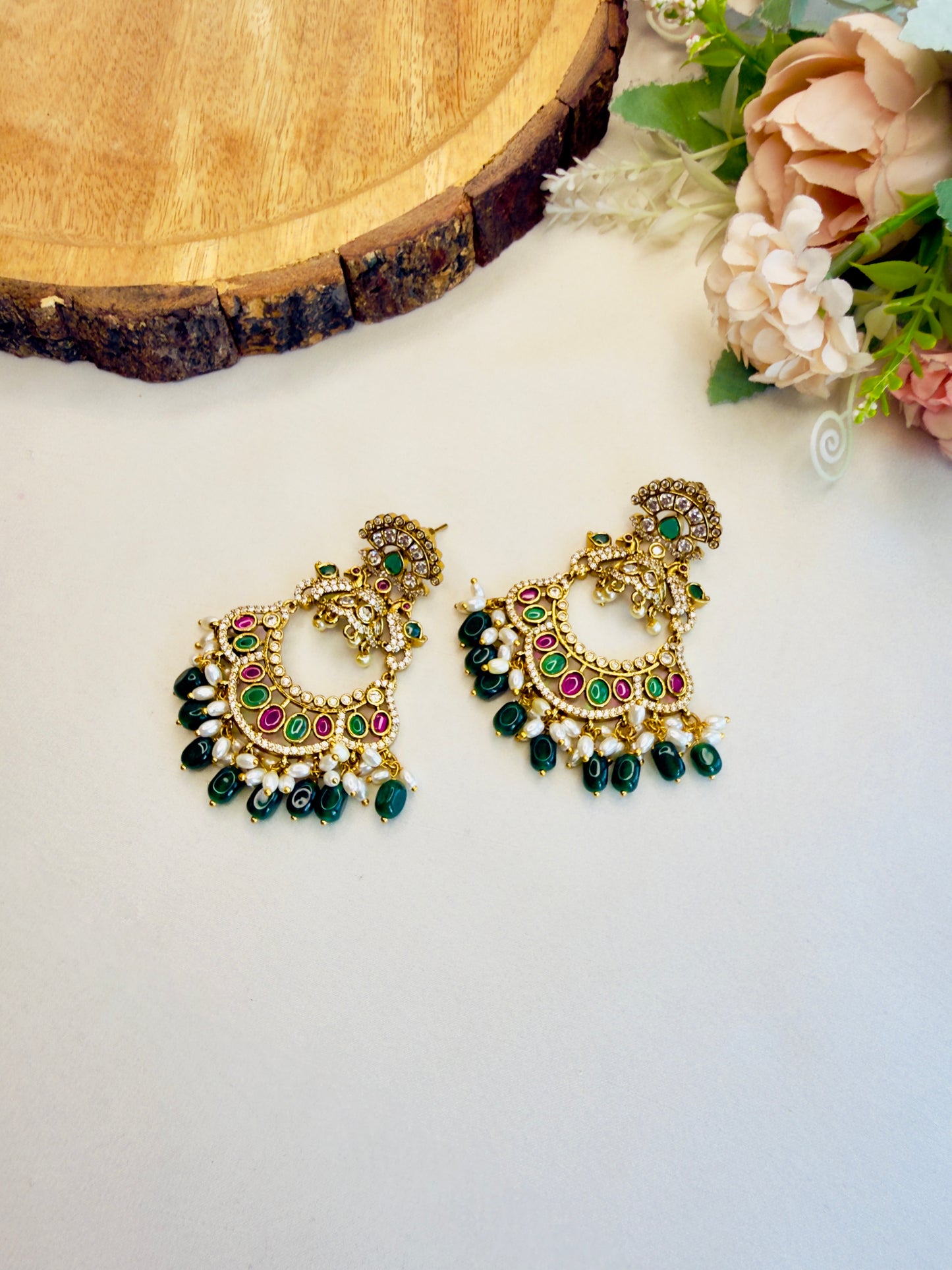 Multicolor Victorian Polish Chandbali Earrings