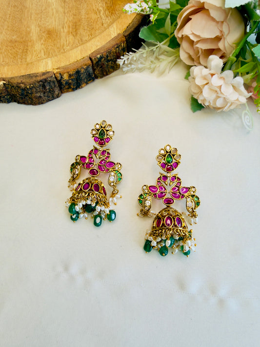 Birds Motif Jhumka Earrings