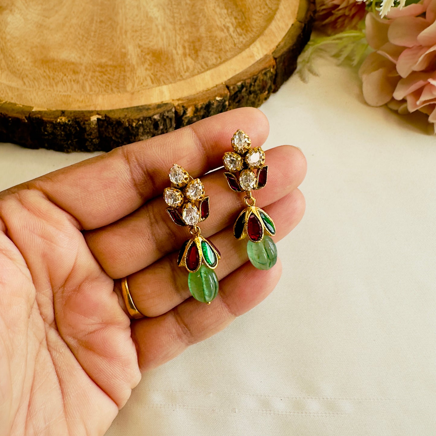 Multicolor Kundan Jadau Jhumki Earrings