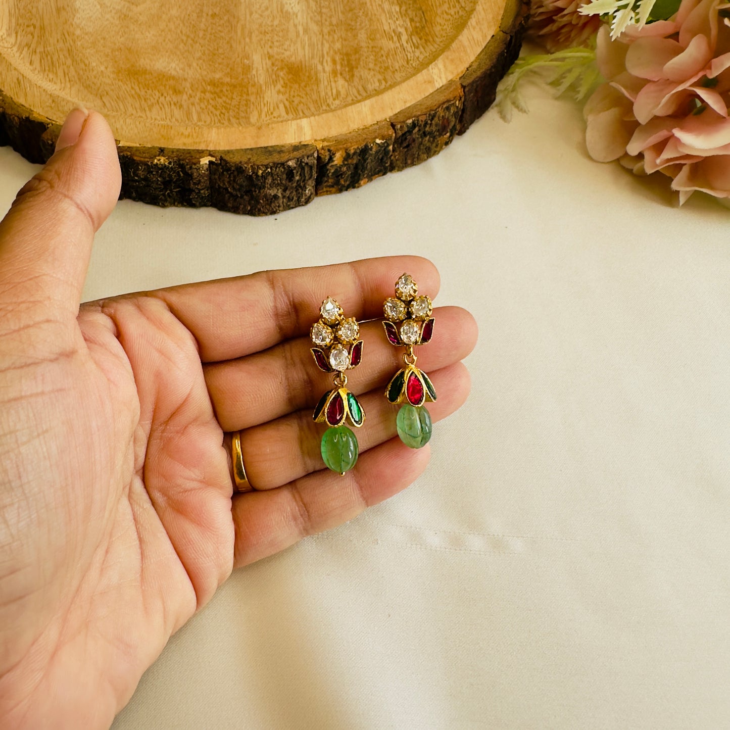 Multicolor Kundan Jadau Jhumki Earrings