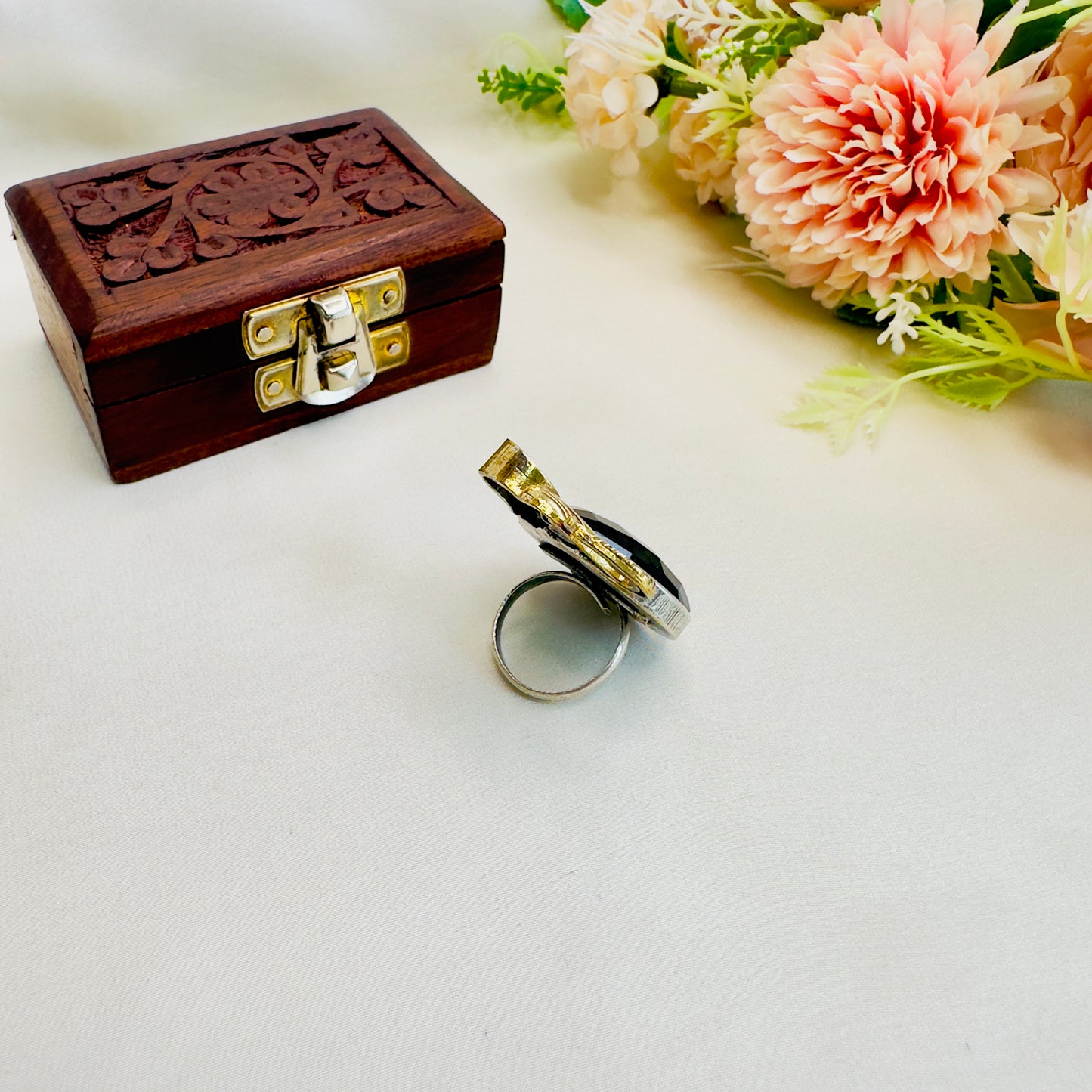 Elephant motif Silver Replica Ring