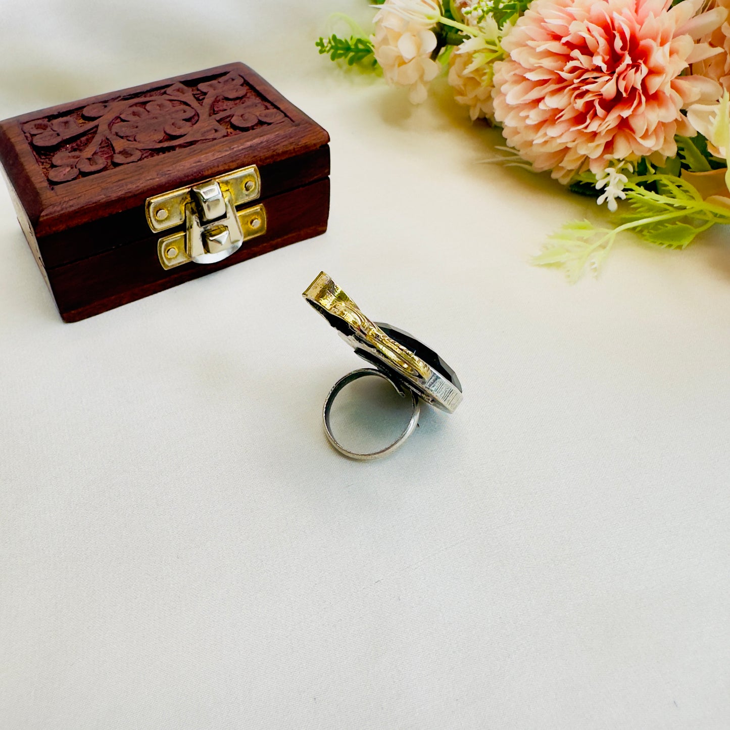 Elephant motif Silver Replica Ring