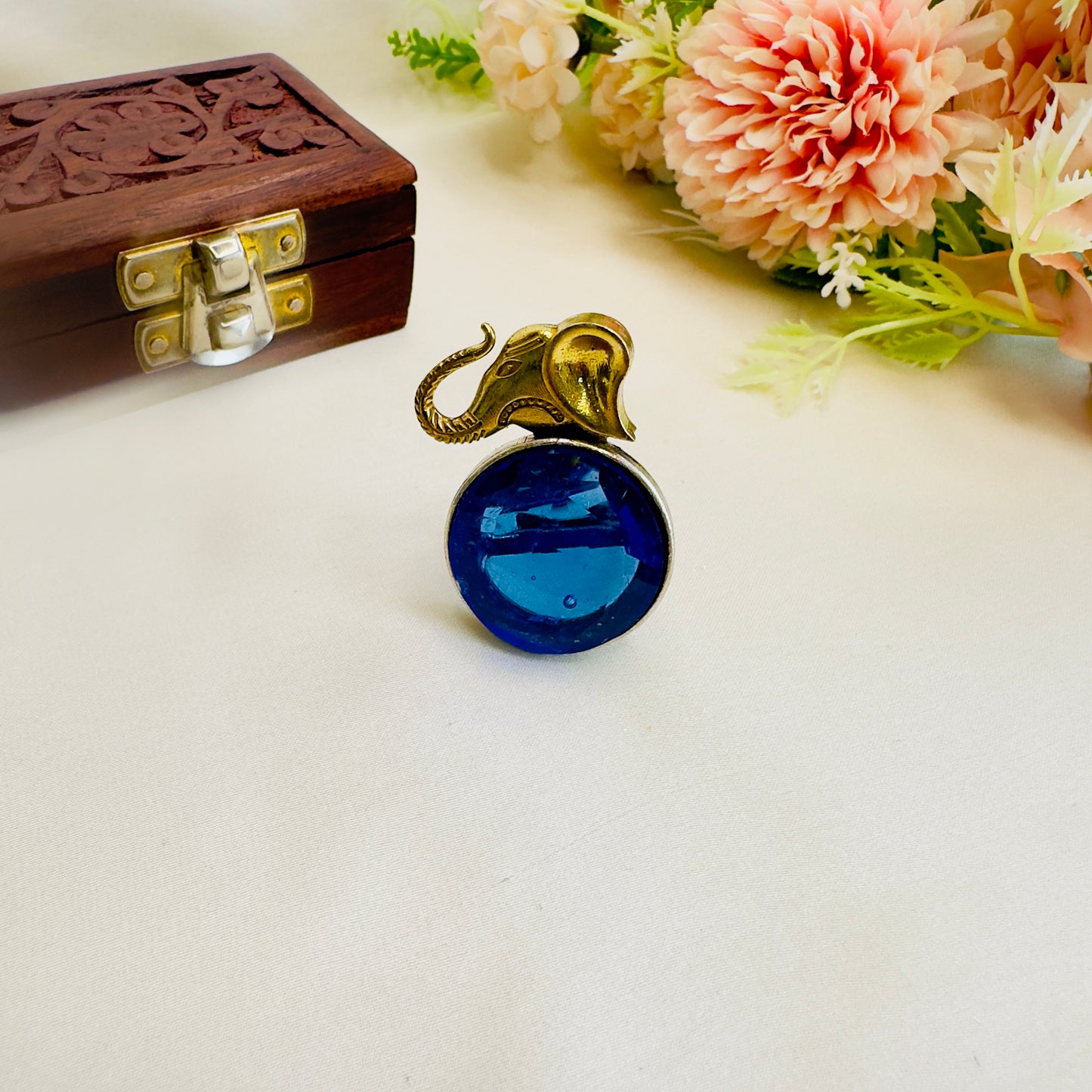 Elephant motif Silver Replica Ring