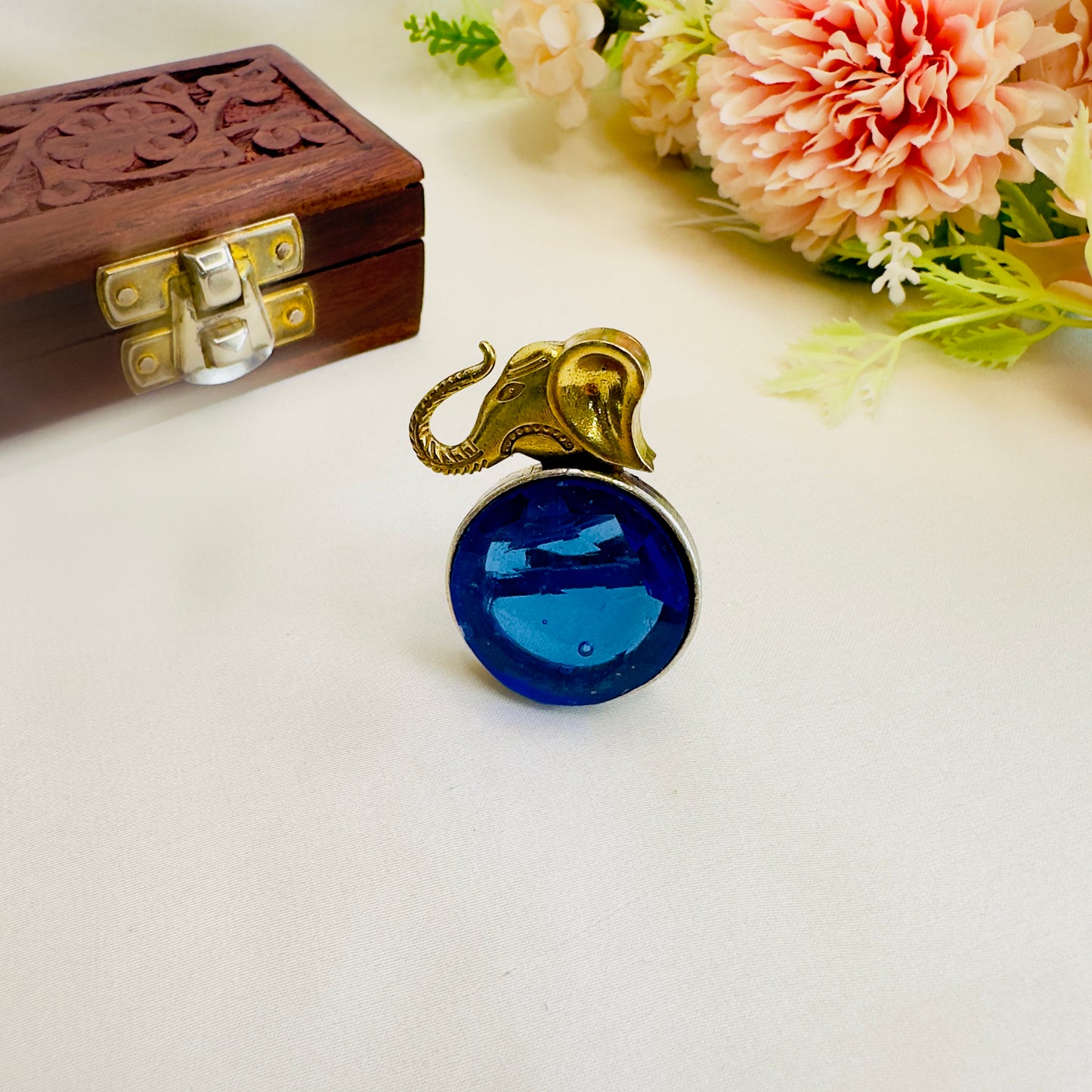 Elephant motif Silver Replica Ring