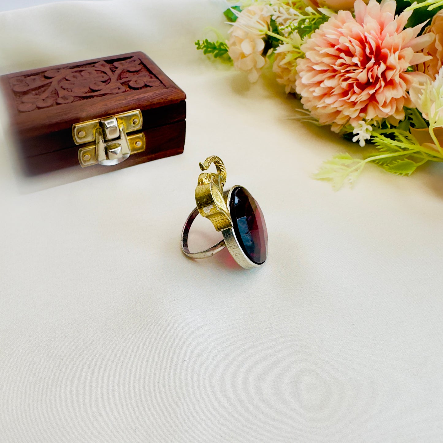 Elephant motif Silver Replica Ring