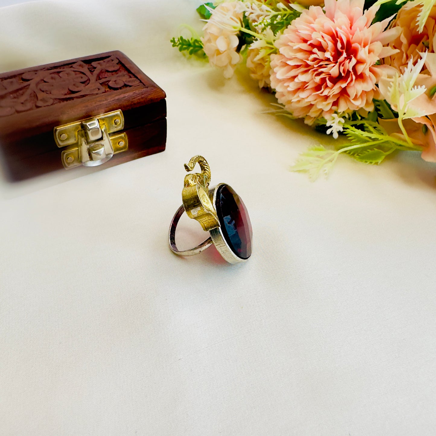 Elephant motif Silver Replica Ring