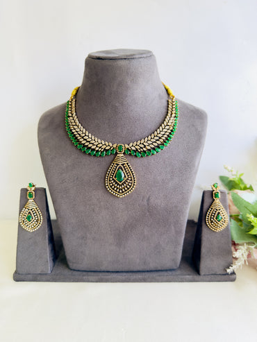 Beautiful AD Green Necklace Set
