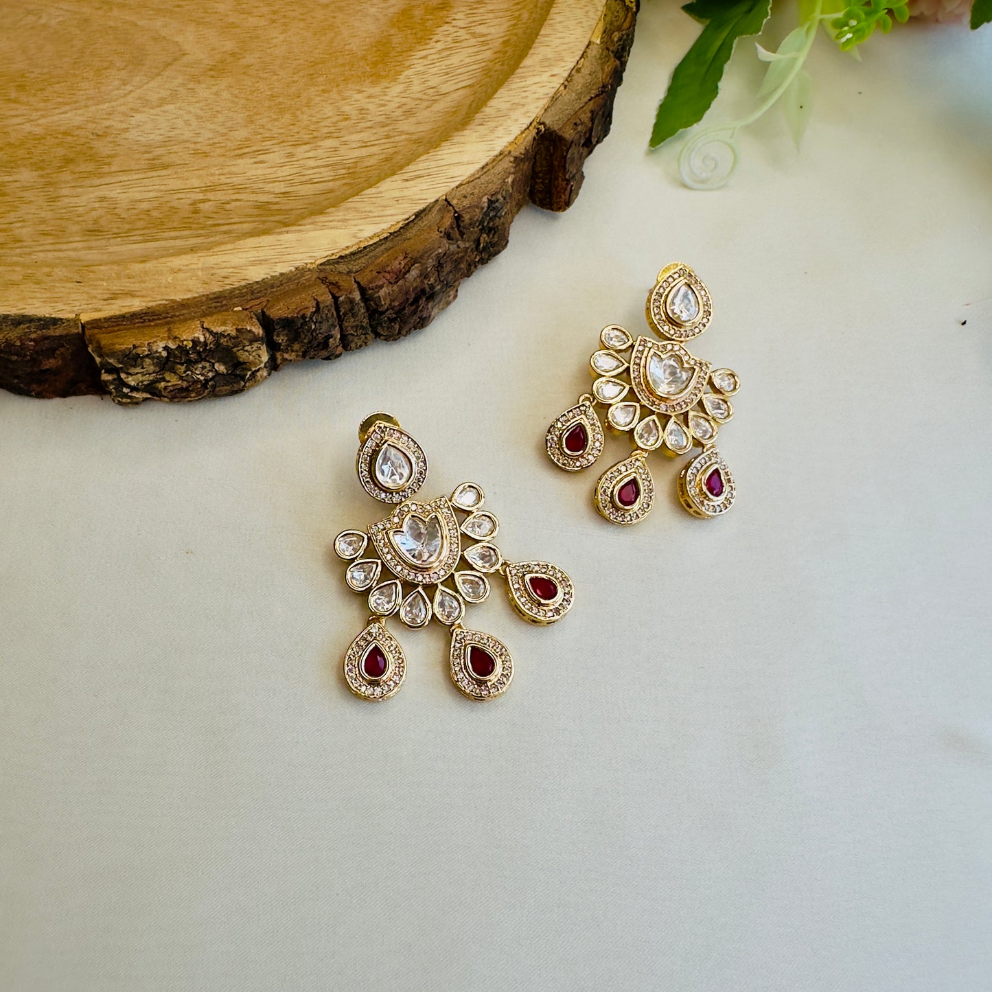 Moissanite Ruby Danglers