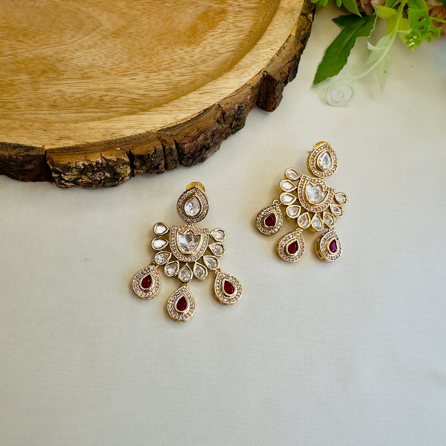 Moissanite Ruby Danglers