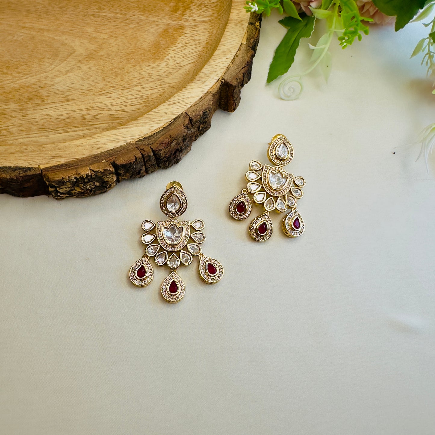 Moissanite Ruby Danglers