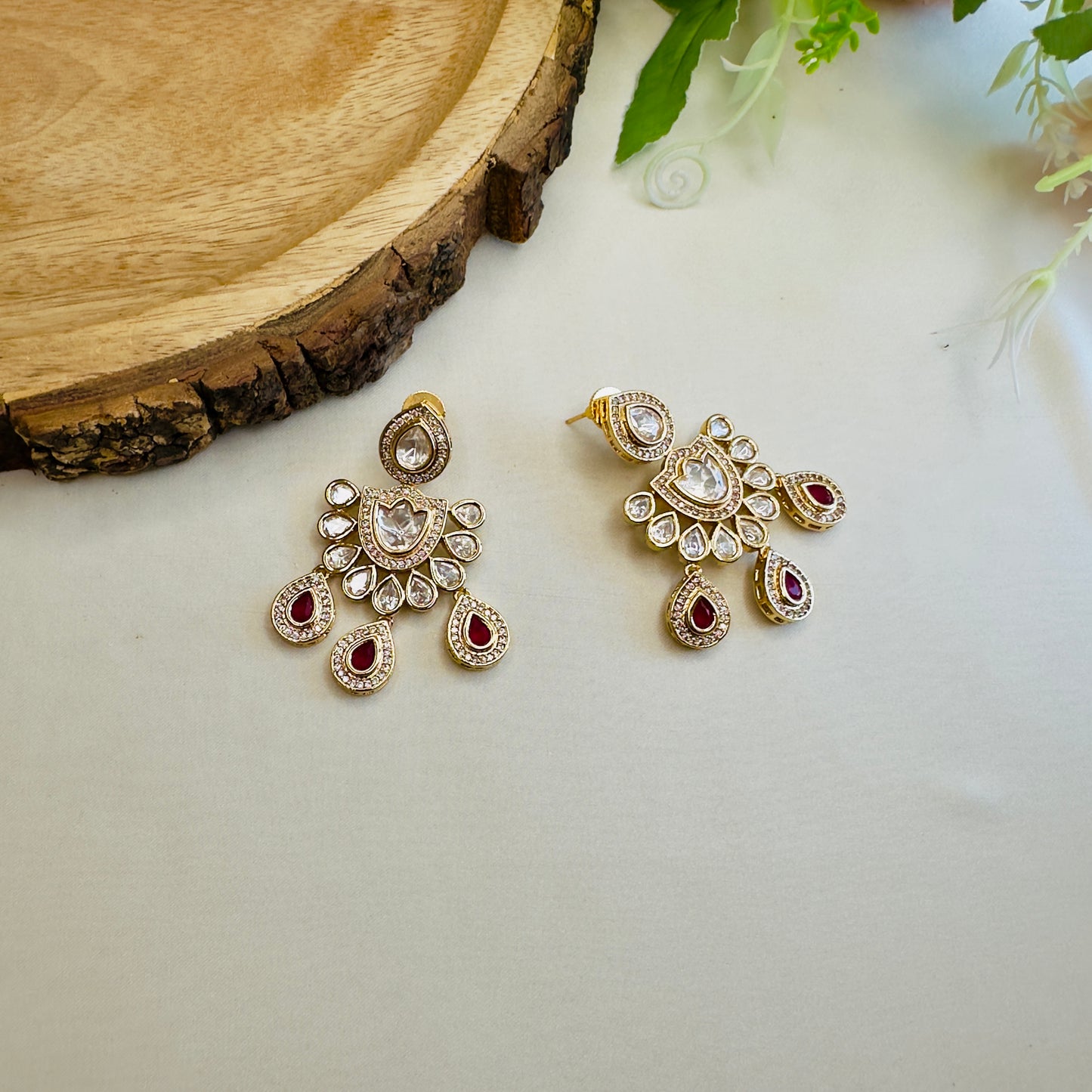 Moissanite Ruby Danglers