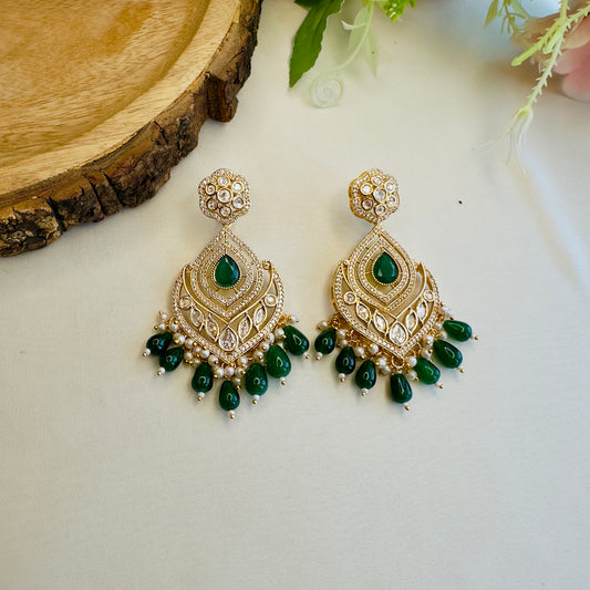 Emarald Green Kundan Earrings