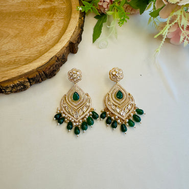 Emarald Green Kundan Earrings
