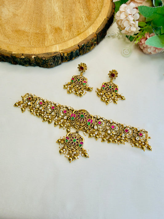 Jadau Kundan Peacock Choker Set