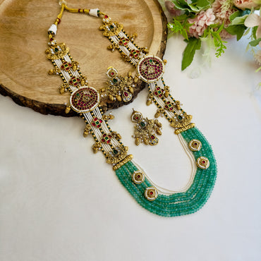 Temple Multilayer Green Necklace Set