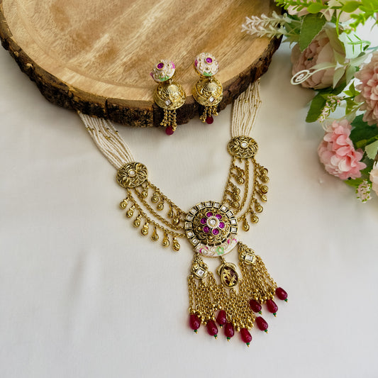 Tassel Pendant Rajwadi Necklace Set